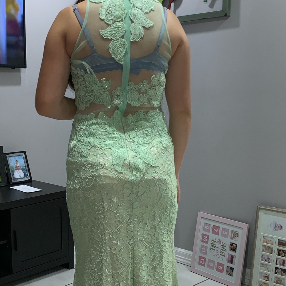 Mint green evening dress